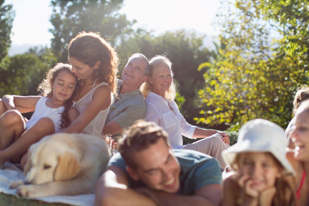 Intergenerational family enjoying weather outside